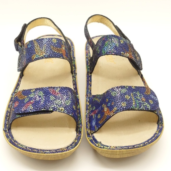 NWT ALEGRIA Verona Birdland Blue Leather Comfort Sandals Women's Sz 38 (8/8.5) - Picture 6 of 8